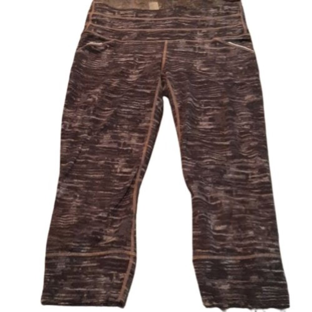 Athleta Athletic Leggings Women's Small Gray Black Brown Marled Pattern